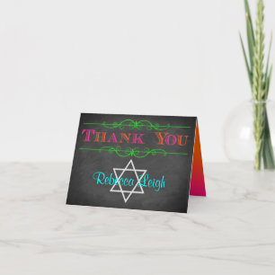 Carte de remerciements Bat mitzvah Neon personnali