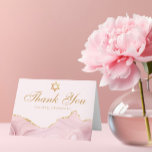 Carte De Remerciements Bat mitzvah personnalisé Chic Pink Gold<br><div class="desc">Une agate rose et or chic orne le côté de ce carte de remerciements Bat mitzvah moderne. Mazel Tov ! Customisez avec votre nom sous l'Etoile de David. De belles cartes parfaites pour une famille juive chic et élégante célébrant une fille appelée à la Torah.</div>