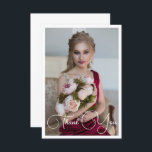 Carte De Remerciements Bat mitzvah photo simple élégant Anniversaire<br><div class="desc">Simple Elegant Photo Bat mitzvah Birthday Carte de remerciements présente le texte élégant "Merci" dans le script de calligraphie blanche sur le devant avec votre message personnalisé au verso. Personnalisez en modifiant le texte dans les zones de texte. Conçu par ©Evco Studio www.zazzle.com/store/evcostudio</div>