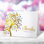Carte De Remerciements Bat mitzvah Purple Gold Foil Arbre de vie moderne<br><div class="desc">Assurez-vous que votre Bat mitzvah préféré exprime sa reconnaissance à tous ceux qui ont soutenu son événement marquant! Envoyez cette carte de remerciements sophistiquée et personnalisée ! Ce faux arbre graphique en feuille d'or avec brillant turquoise, turquoise, violet et bleu étoile de David et point "feuilles" chevauche un arrière -...</div>