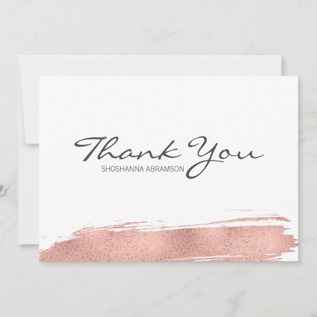 Carte de remerciements Bat mitzvah rose Gold Brush (Devant)