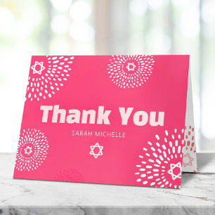 Carte De Remerciements Bat mitzvah rose Starburst Gras Type Cool Super