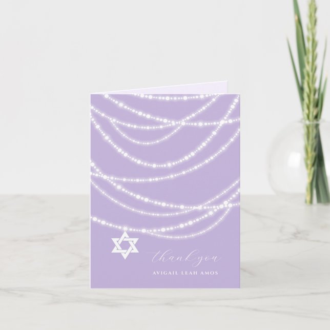 Carte De Remerciements Bat mitzvah Violet Étincelle Star Of David Photo (Devant)