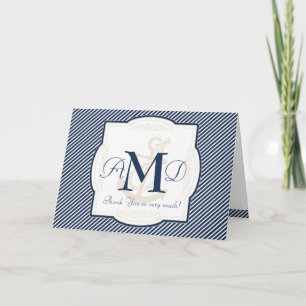 Carte De Remerciements Bateau Ancre nautique Diagonal Stripes Swirl Moder