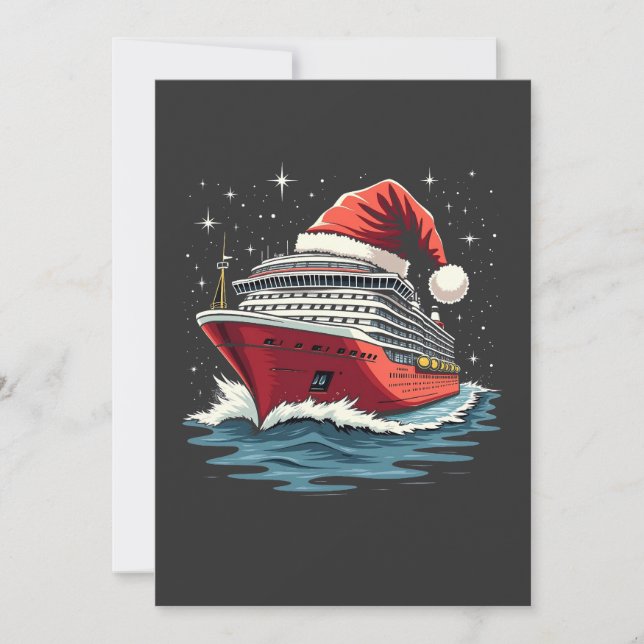 Carte De Remerciements Bateau de croisière en famille Correspondant Noël (Devant)