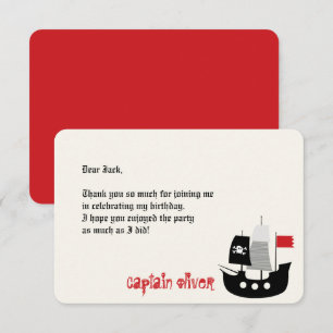 Carte De Remerciements Bateau Pirate de Dessin Animé et Squelettes Annive
