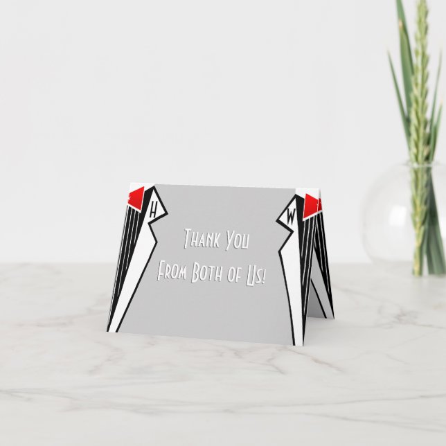 Carte De Remerciements Bauhaus Tuxedo (Merci Des Deux) (Devant)