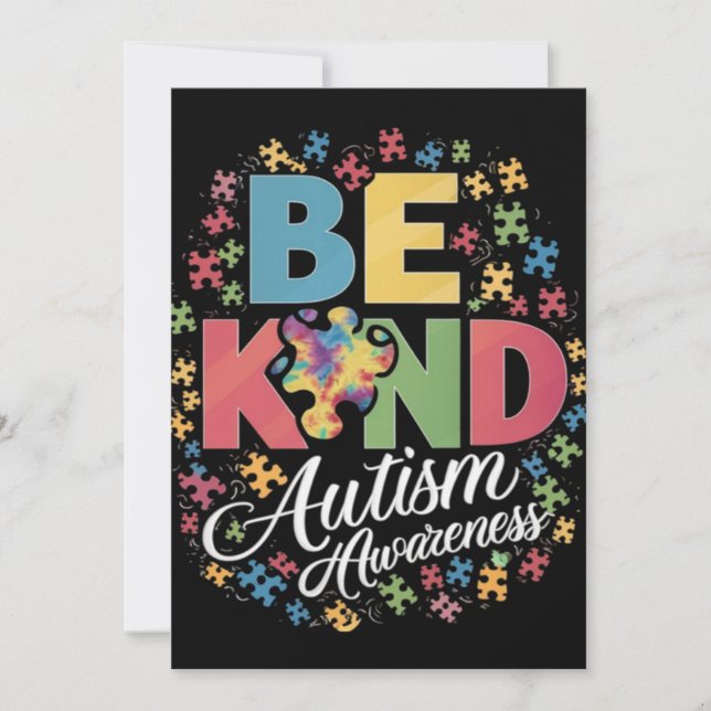 Carte De Remerciements Be Kind Sensibilisation sur l'autisme Conception c (Devant)