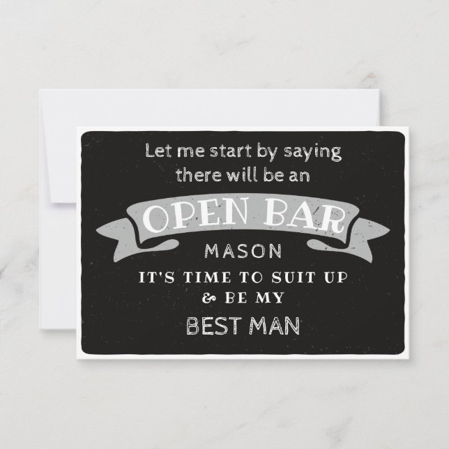 Carte De Remerciements Be My Best Man Card - Drôle Open Bar (Devant)