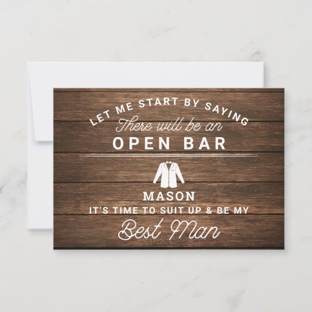 Carte De Remerciements Be My Best Man Card - Rustic Wood (Devant)