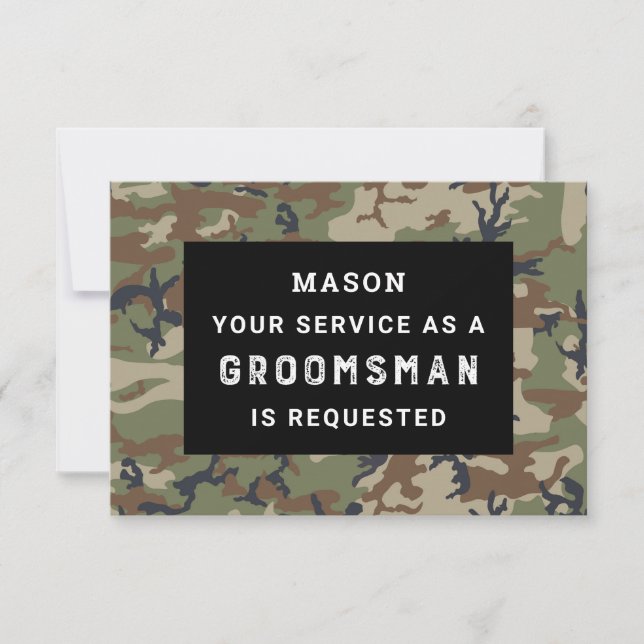 Carte De Remerciements Be My Groomsman Card - Camo (Devant)