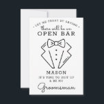 Carte De Remerciements Be My Groomsman Card - Drôle<br><div class="desc">Posez la question avec cette carte à plat plein d'humour et de charme. Personnalisez le front avec son nom et le dos avec votre propre message personnel. Modifiez simplement le nom et le message au verso, sélectionnez une quantité de "1" et ajoutez au panier. Créez des cartes personnalisées pour toute...</div>