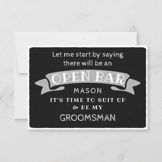 Carte De Remerciements Be My Groomsman Card - Drôle Open Bar (Devant)