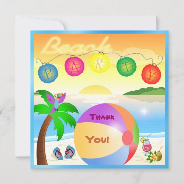 Carte De Remerciements beach party (Devant)