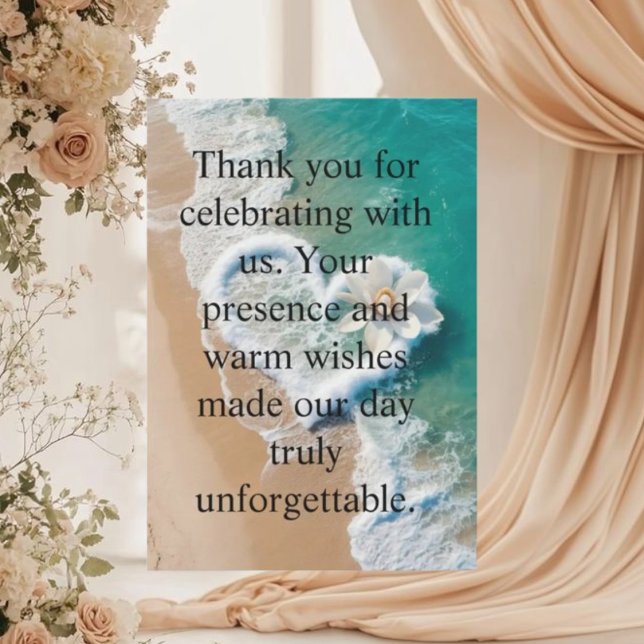 Carte De Remerciements Beach Wedding Monogram Hearts in the Sand Magnet T (Créateur téléchargé)