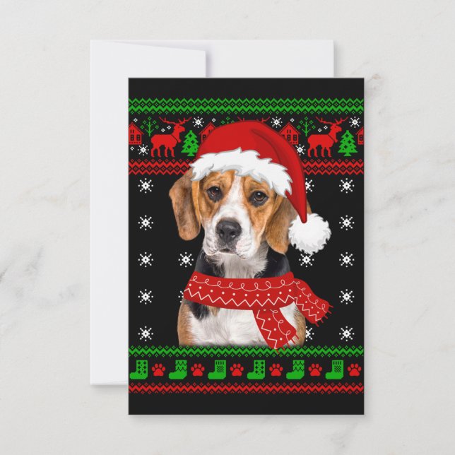 Carte De Remerciements Beagle Chien laide Sweater Noël Chiot Amoureux des (Devant)