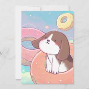 Carte De Remerciements Beagle et beignets