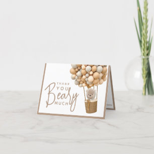 Carte De Remerciements Bear Balloons Moderne Baby shower neutre genre
