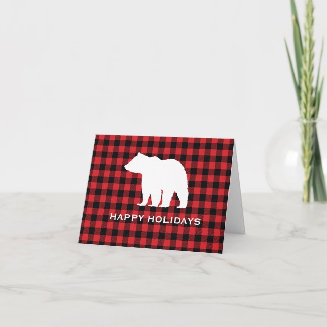 Carte De Remerciements Bear Buffalo Check Mountain Joyeuses vacances (Devant)