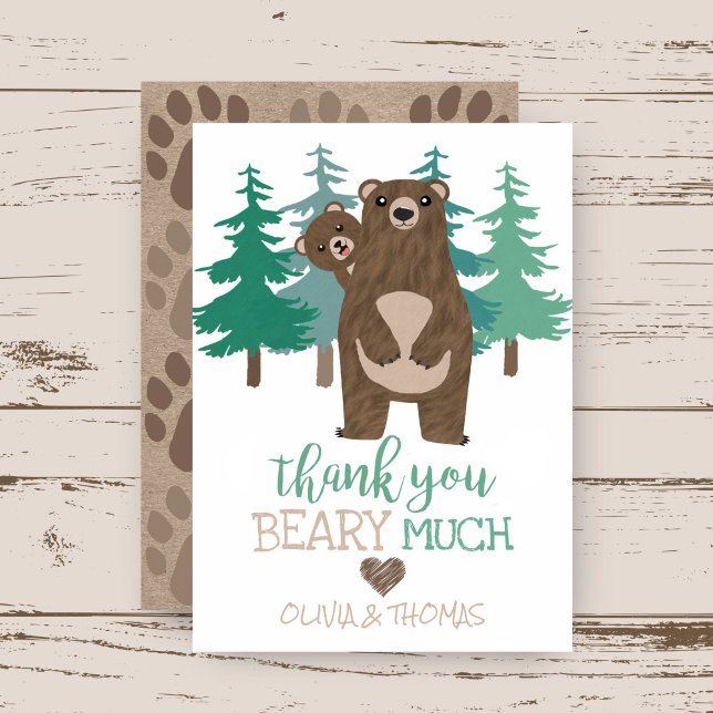Carte De Remerciements Bear Cub Woodland Adventure Baby shower (Créateur téléchargé)