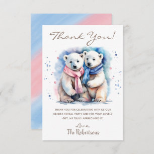 Carte De Remerciements Bear Cute Winter Animal Genre Reveval Party