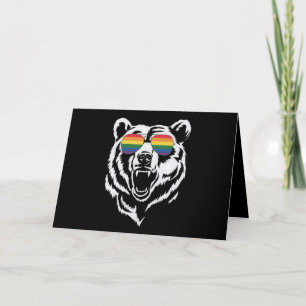 Carte De Remerciements Bear Gay LGBTQ Rainbow Lunettes de soleil Pride Dr