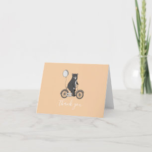 Carte De Remerciements Bear Scandinave mignonne sur vélo minimaliste