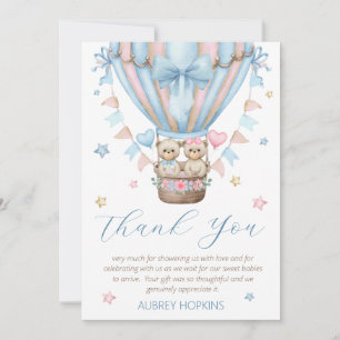 Carte De Remerciements Bearly Wait Boy Girl Twins Baby shower