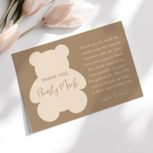 Carte De Remerciements Bearly Wait Ourson Beige Baby Shower