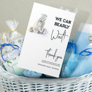 Carte De Remerciements Bearly Wait Polar Ours rose Fille Baby shower