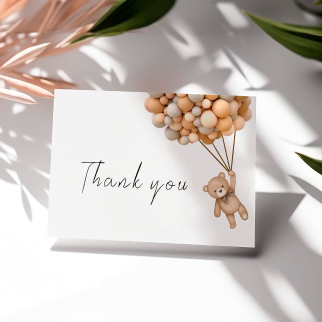 Carte De Remerciements Bearly Wait Teddy Balloon (Créateur téléchargé)