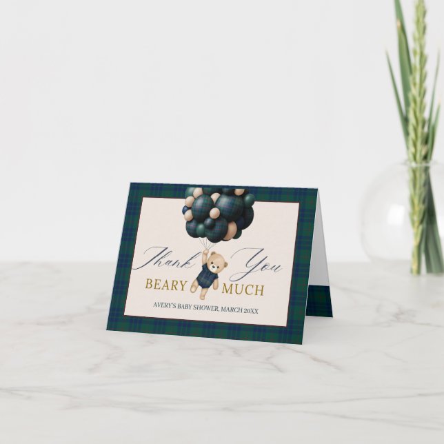 Carte De Remerciements Bearly Wait Teddy Balloon Baby Shower books (Devant)