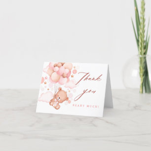 Carte De Remerciements Bearly Wait Teddy Bear Baby shower rose