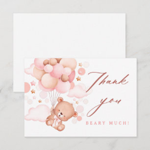 Carte De Remerciements Bearly Wait Teddy Bear Baby shower rose
