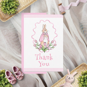 Carte De Remerciements Beatrix rose Potter En vichy Baby shower floral