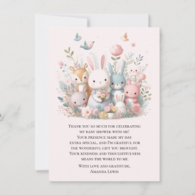 Carte De Remerciements Beau Baby shower Pastel Whimsy Animaux (Devant)