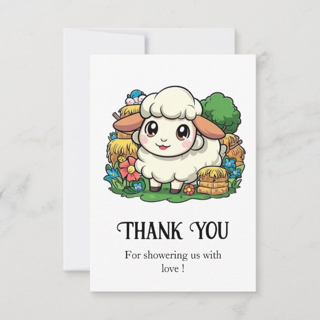 Carte De Remerciements Beau Baby shower Whimsical Sheep (Devant)