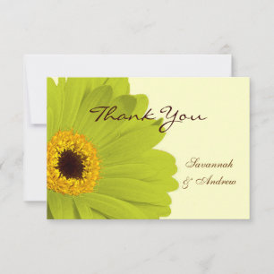 Carte De Remerciements Beau Elégant Green Gerber Daisy Mariage
