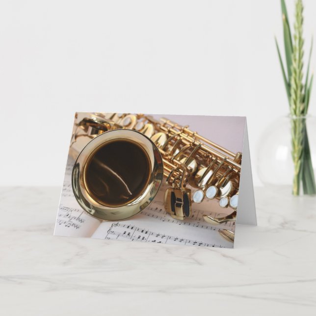 Carte De Remerciements Beau instrument de musique saxophone (Devant)
