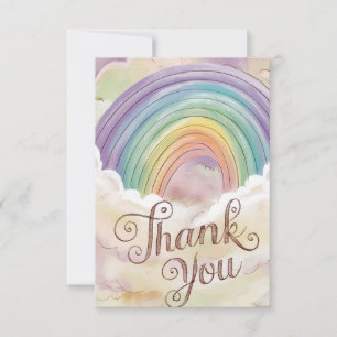Carte De Remerciements Beau Pastel arc-en-ciel et nuages