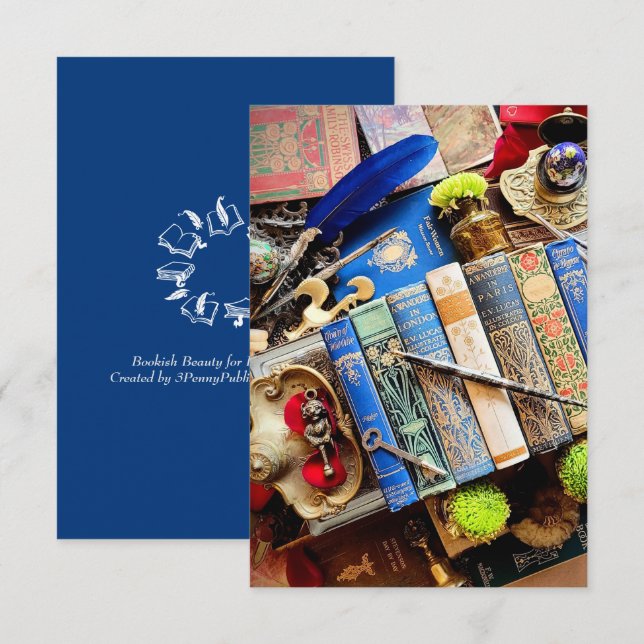 Carte De Remerciements Beauté des livres pour Bibliophiles (Devant / Derrière)