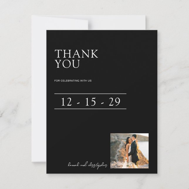 Carte De Remerciements Beautiful Black & White Wedding (Devant)