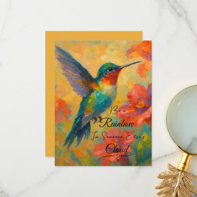 Carte De Remerciements Beautiful Floral Hummingbird Greeting Card (Devant/Arrière en situation)