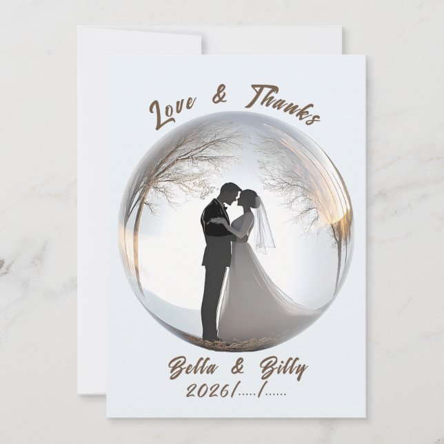 Carte De Remerciements Beautiful Glass Globe Wedding (Devant)