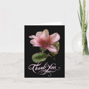 Carte De Remerciements Beautiful Pink and Gold Floral Thank You Card