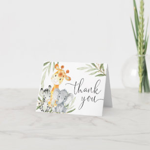 Carte De Remerciements Beaux animaux genre vert neutre aquarelle