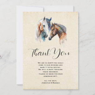 Carte De Remerciements Beaux chevaux Western Boho Style Mariage