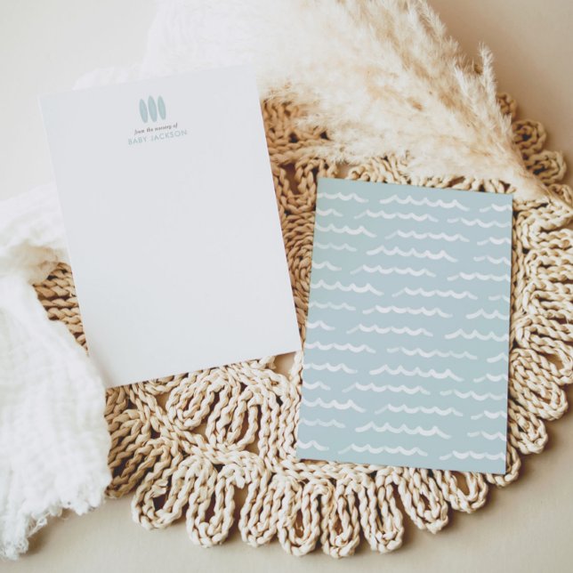 Carte De Remerciements Bébé à bord Baby shower Blue Surfboard (Créateur téléchargé)