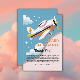 Carte De Remerciements Bébé à bord Baby shower d'avion d'aviation moderne