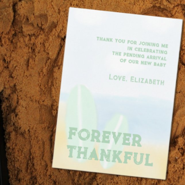 Carte De Remerciements Bébé à bord du Baby shower d'aquarelle surf Beach (Créateur téléchargé)